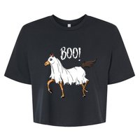 Horse Ghost Costume Funny Equestrian Horse Lover Halloween Bella+Canvas Jersey Crop Tee