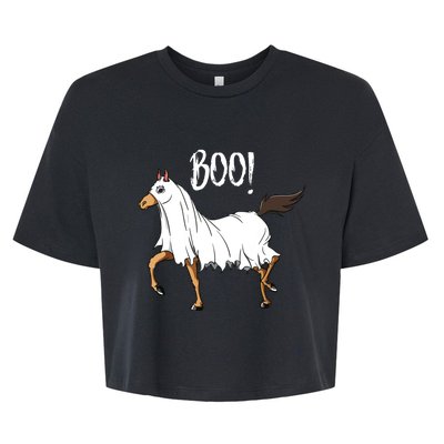 Horse Ghost Costume Funny Equestrian Horse Lover Halloween Bella+Canvas Jersey Crop Tee