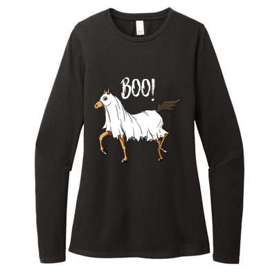 Horse Ghost Costume Funny Equestrian Horse Lover Halloween Womens CVC Long Sleeve Shirt