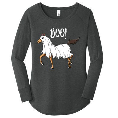 Horse Ghost Costume Funny Equestrian Horse Lover Halloween Women's Perfect Tri Tunic Long Sleeve Shirt