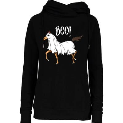 Horse Ghost Costume Funny Equestrian Horse Lover Halloween Womens Funnel Neck Pullover Hood