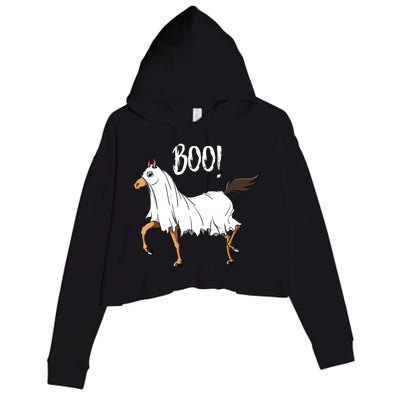 Horse Ghost Costume Funny Equestrian Horse Lover Halloween Crop Fleece Hoodie