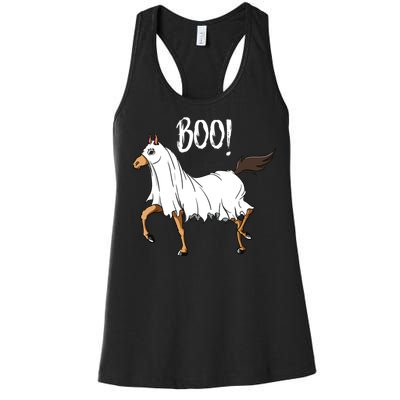 Horse Ghost Costume Funny Equestrian Horse Lover Halloween Women's Racerback Tank