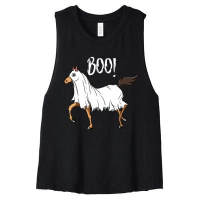 Horse Ghost Costume Funny Equestrian Horse Lover Halloween Women's Racerback Cropped Tank