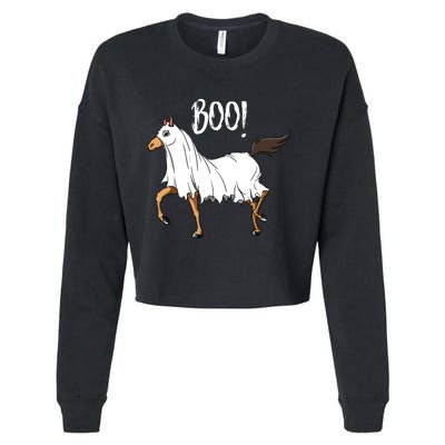 Horse Ghost Costume Funny Equestrian Horse Lover Halloween Cropped Pullover Crew