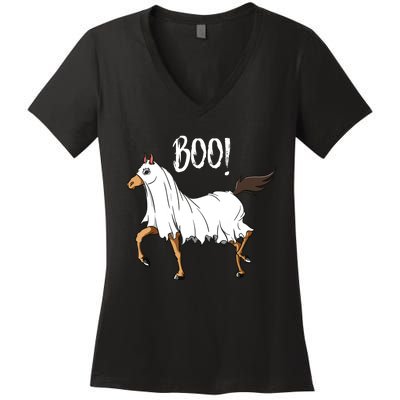 Horse Ghost Costume Funny Equestrian Horse Lover Halloween Women's V-Neck T-Shirt