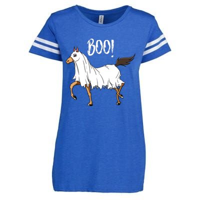 Horse Ghost Costume Funny Equestrian Horse Lover Halloween Enza Ladies Jersey Football T-Shirt