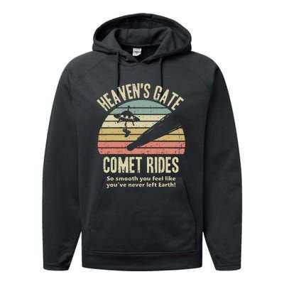 HeavenS Gate Comet Rides Retro Man 90s Space Lover Gift Performance Fleece Hoodie