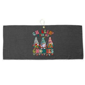 Hippie Groovy Chillin With My Gnomies Santa Claus Christmas Gift Large Microfiber Waffle Golf Towel