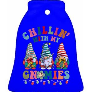 Hippie Groovy Chillin With My Gnomies Santa Claus Christmas Gift Ceramic Bell Ornament