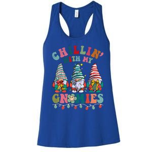 Hippie Groovy Chillin With My Gnomies Santa Claus Christmas Gift Women's Racerback Tank