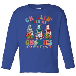 Hippie Groovy Chillin With My Gnomies Santa Claus Christmas Gift Toddler Long Sleeve Shirt