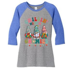 Hippie Groovy Chillin With My Gnomies Santa Claus Christmas Gift Women's Tri-Blend 3/4-Sleeve Raglan Shirt