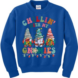 Hippie Groovy Chillin With My Gnomies Santa Claus Christmas Gift Kids Sweatshirt