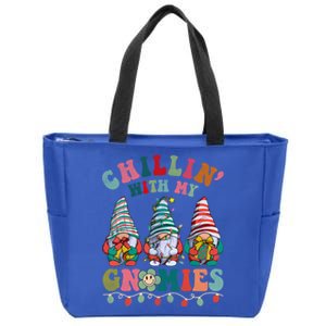 Hippie Groovy Chillin With My Gnomies Santa Claus Christmas Gift Zip Tote Bag