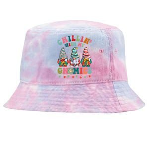 Hippie Groovy Chillin With My Gnomies Santa Claus Christmas Gift Tie-Dyed Bucket Hat