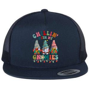 Hippie Groovy Chillin With My Gnomies Santa Claus Christmas Gift Flat Bill Trucker Hat