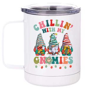 Hippie Groovy Chillin With My Gnomies Santa Claus Christmas Gift 12 oz Stainless Steel Tumbler Cup