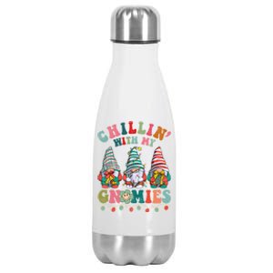 Hippie Groovy Chillin With My Gnomies Santa Claus Christmas Gift Stainless Steel Insulated Water Bottle