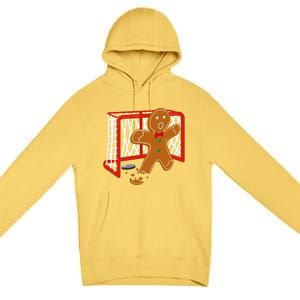 Hockey Goalie Christmas Party Gingerbread Funny Gift Premium Pullover Hoodie