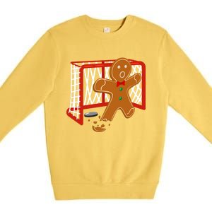 Hockey Goalie Christmas Party Gingerbread Funny Gift Premium Crewneck Sweatshirt