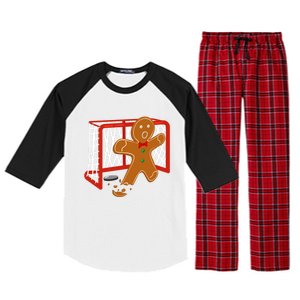 Hockey Goalie Christmas Party Gingerbread Funny Gift Raglan Sleeve Pajama Set