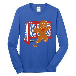 Hockey Goalie Christmas Party Gingerbread Funny Gift Tall Long Sleeve T-Shirt