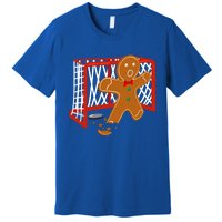 Hockey Goalie Christmas Party Gingerbread Funny Gift Premium T-Shirt