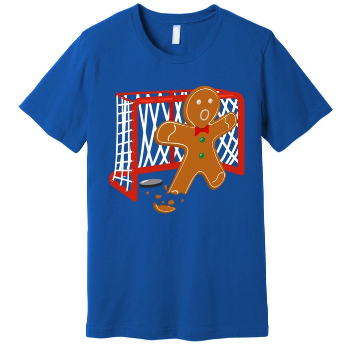 Hockey Goalie Christmas Party Gingerbread Funny Gift Premium T-Shirt