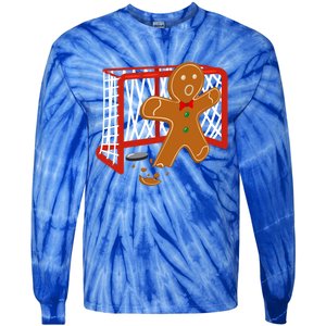 Hockey Goalie Christmas Party Gingerbread Funny Gift Tie-Dye Long Sleeve Shirt