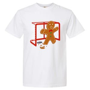 Hockey Goalie Christmas Party Gingerbread Funny Gift Garment-Dyed Heavyweight T-Shirt