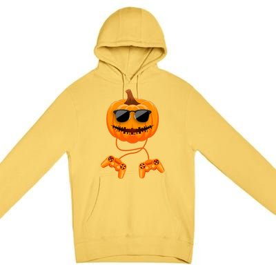 Halloween Gamer Costume Scary Pumpkin Gaming Cute Gift Premium Pullover Hoodie