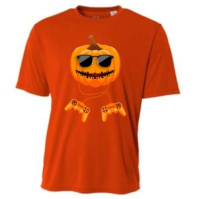 Halloween Gamer Costume Scary Pumpkin Gaming Cute Gift Cooling Performance Crew T-Shirt