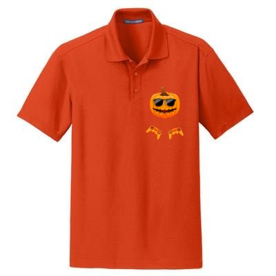 Halloween Gamer Costume Scary Pumpkin Gaming Cute Gift Dry Zone Grid Polo