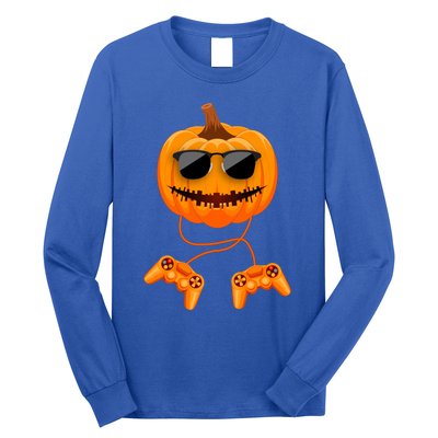 Halloween Gamer Costume Scary Pumpkin Gaming Cute Gift Long Sleeve Shirt