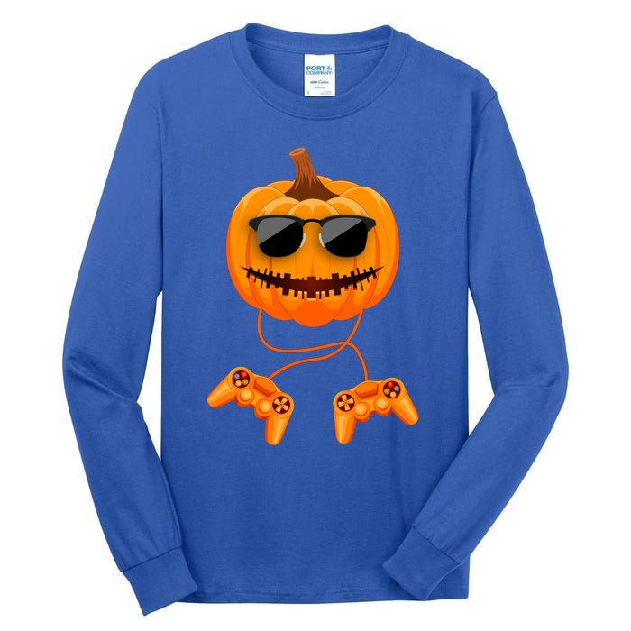 Halloween Gamer Costume Scary Pumpkin Gaming Cute Gift Tall Long Sleeve T-Shirt