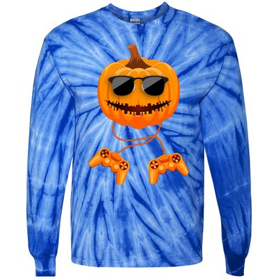 Halloween Gamer Costume Scary Pumpkin Gaming Cute Gift Tie-Dye Long Sleeve Shirt