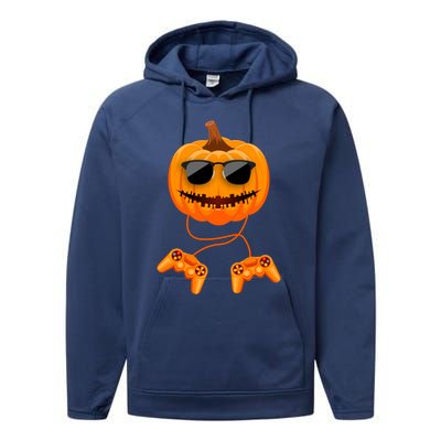 Halloween Gamer Costume Scary Pumpkin Gaming Cute Gift Performance Fleece Hoodie