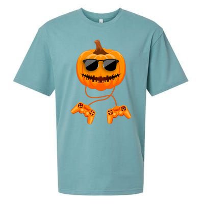 Halloween Gamer Costume Scary Pumpkin Gaming Cute Gift Sueded Cloud Jersey T-Shirt