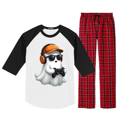 Halloween Gaming Costume Ghost Video Game Cool Gift Raglan Sleeve Pajama Set