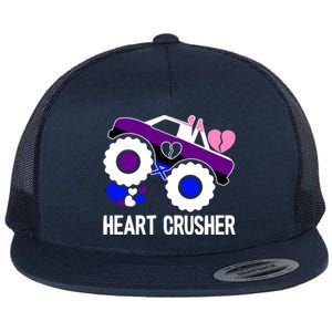 Heart Genderfluid Crusher Lgbtcool Giftq Cool Bi Pride Flag Color Gift Flat Bill Trucker Hat