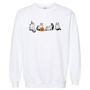 Halloween Ghost Cats Fun Kitten Kitty Costume Garment-Dyed Sweatshirt