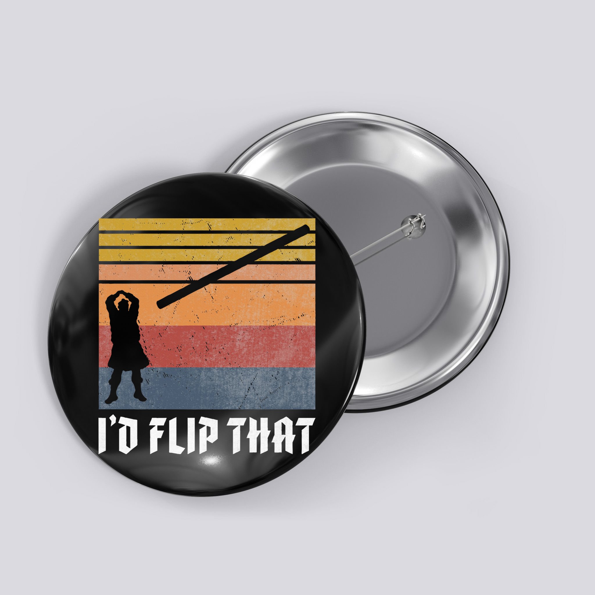 Highland Games Caber Toss Heavy Athlete Gifts Scottish Kilt Button