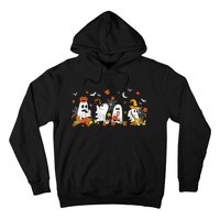 Halloween Ghost Drinking Coffee Fall Ghost Book Reading Gift Hoodie