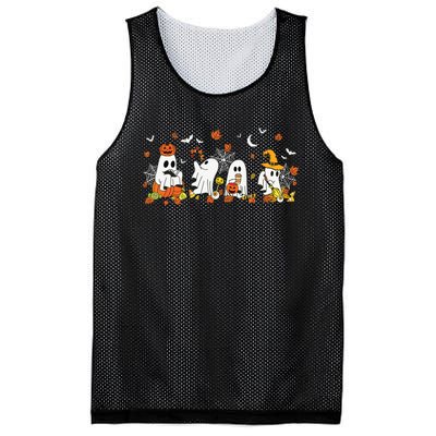 Halloween Ghost Drinking Coffee Fall Ghost Book Reading Gift Mesh Reversible Basketball Jersey Tank