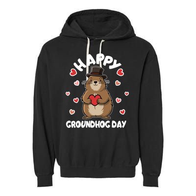 Happy Groundhog Day Punxsutawney Phil Garment-Dyed Fleece Hoodie