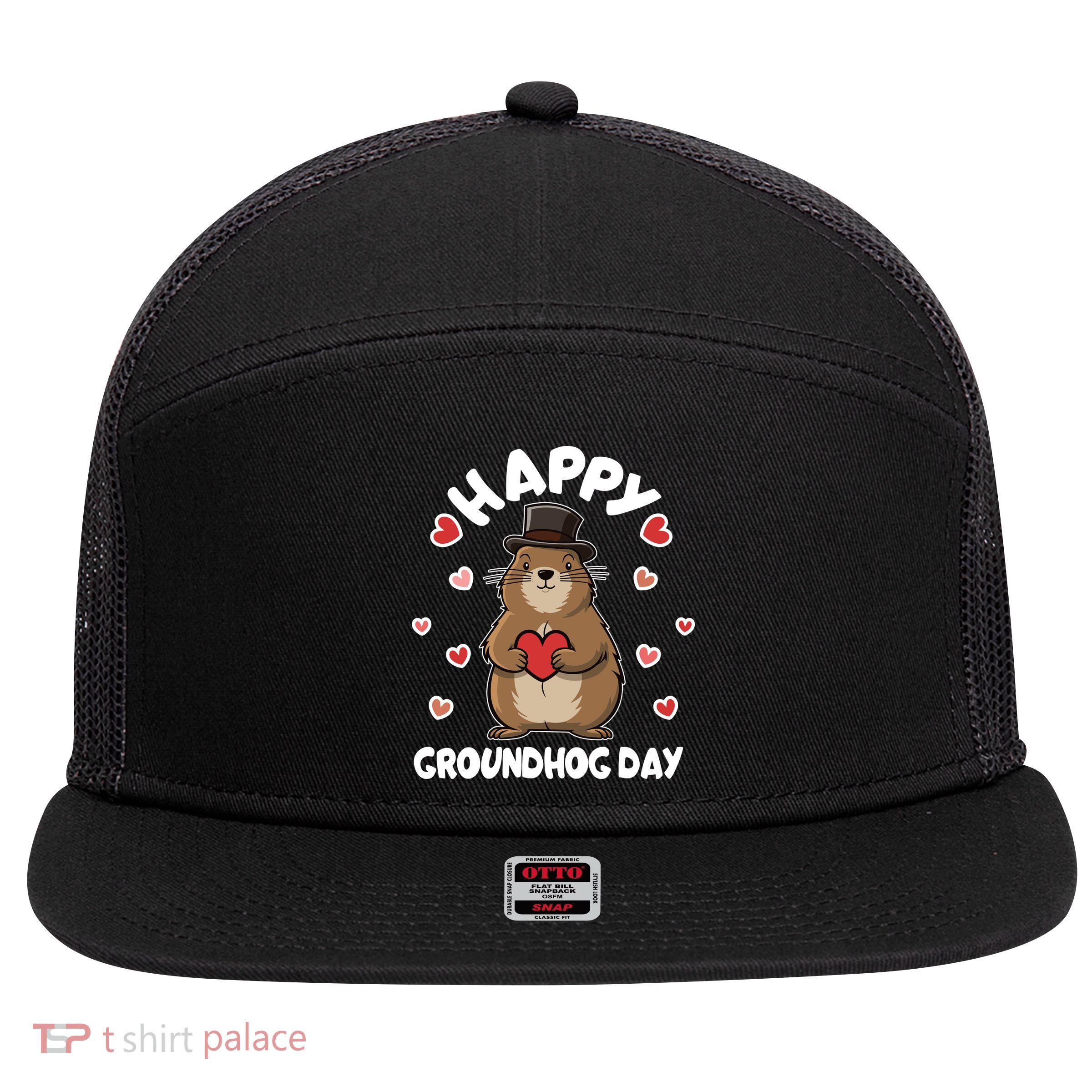 Happy Groundhog Day Punxsutawney Phil 7 Panel Mesh Trucker Snapback Hat