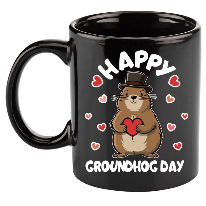 Happy Groundhog Day Punxsutawney Phil 11oz C Handle Ceramic Mug