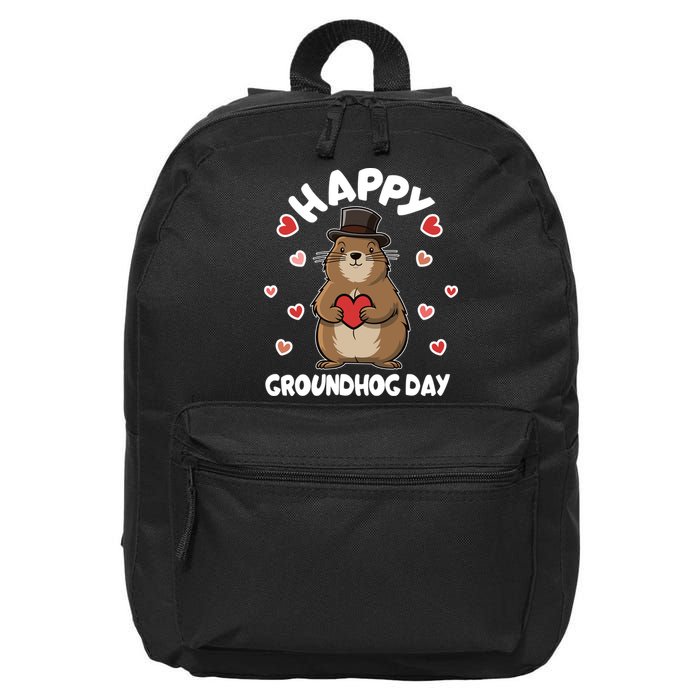 Happy Groundhog Day Punxsutawney Phil 16 in Basic Backpack