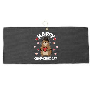 Happy Groundhog Day Punxsutawney Phil Large Microfiber Waffle Golf Towel